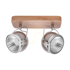 Ball Wood Ceiling Light, Includes 2xGU10 LED Bulbs (Max. 6W), Oiled Oak/Satin Metal, 32 cm small 0