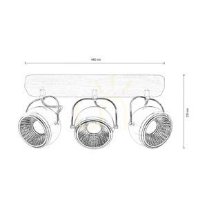 Ball Wood Ceiling Light, Includes 3xGU10 LED Bulbs (Max. 6W), Oiled Oak/Satin Metal, 44 cm small 2