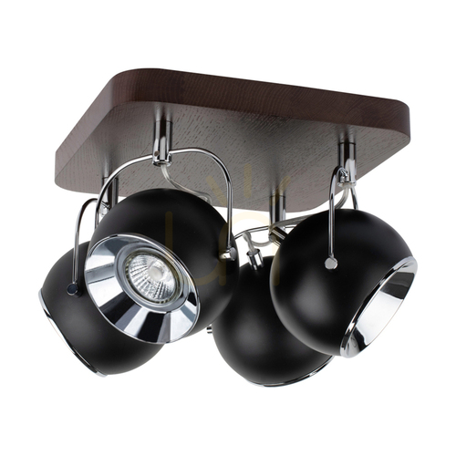 Check Ball Wood Ceiling Light, Includes 4xGU10 LEDs (Max. 5W), Beech and Walnut Wood / Black Metal, 26 cm