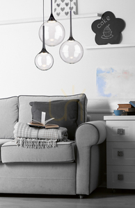 Ballare Pendant Light, Includes 1x LED 2700K 9W, Black Metal/Clear Glass Shade, Ø30 cm small 2