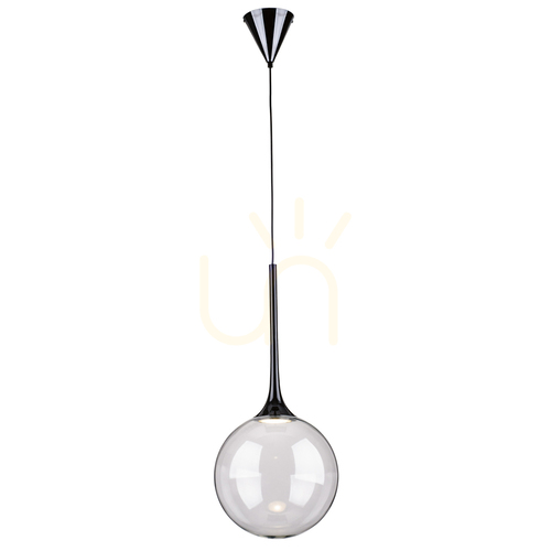 Check Ballare Pendant Light, Includes 1x LED 2700K 9W, Black Metal/Clear Glass Shade, Ø30 cm