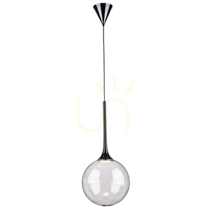 Ballare Pendant Light, Includes 1x LED 2700K 9W, Black Metal/Clear Glass Shade, Ø30 cm small 0