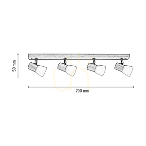 Bea Ceiling Light, 4xE14, Max. 40W, Natural Oak/White, Glass Shade, 70 cm small 2