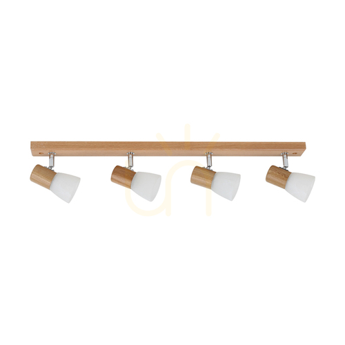 Check Bea Ceiling Light, 4xE14, Max. 40W, Natural Oak/White, Glass Shade, 70 cm