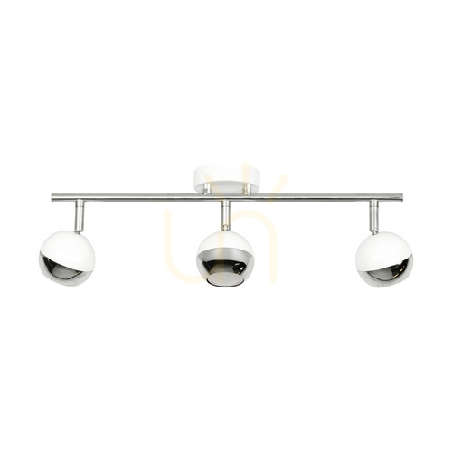 Check Bianca Ceiling Light, 3xGU10, Max. 50W, White/Chrome Metal, 48.5 cm