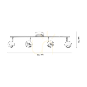 Bianca Ceiling Light, 4xGU10, Max. 50W, Black/Chrome Metal, 69 cm small 4