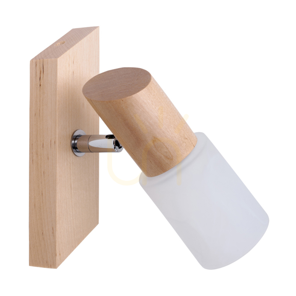 Birgit Wall Sconce 1xE14 Max. 40W Birch/Chrome Metal/Alabaster Glass Shade 18 cm