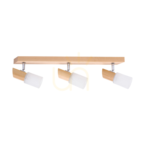 Check Birgit Ceiling Light, 3xE14, Max. 40W, Birch/Chrome Metal/Alabaster Glass Shade, 55 cm