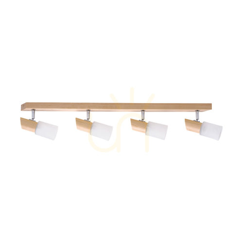 Check Birgit Ceiling Light, 4xE14, Max. 40W, Birch/Chrome Metal/Alabaster Glass Shade, 77 cm