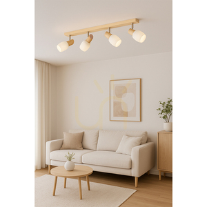 Birgit Ceiling Light, 4xE14, Max. 40W, Birch/Chrome Metal/White Glass Shade, 77 cm small 1
