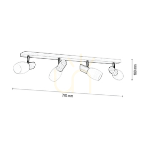 Birgit Ceiling Light, 4xE14, Max. 40W, Birch/Chrome Metal/White Glass Shade, 77 cm small 2