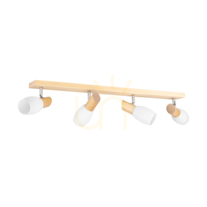 Birgit Ceiling Light, 4xE14, Max. 40W, Birch/Chrome Metal/White Glass Shade, 77 cm small 0
