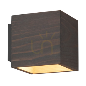 Block Wood Wall Sconce 1xG9 Max. 6W, Gray-Stained Pine / Black Metal, 13 cm small 1