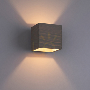 Block Wood Wall Sconce 1xG9 Max. 6W, Gray-Stained Pine / Black Metal, 13 cm small 3