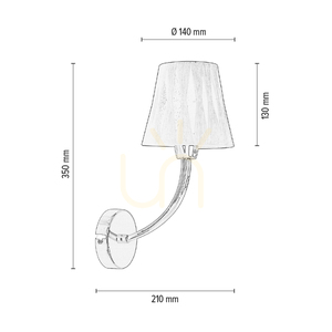 Borgia Wall Sconce, 1xE14, Max. 40W, Chrome Metal / Red and Black, 21 cm Lampshade small 2