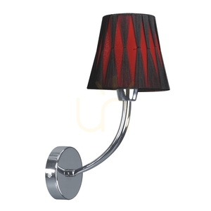Borgia Wall Sconce, 1xE14, Max. 40W, Chrome Metal / Red and Black, 21 cm Lampshade small 0