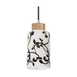 Bosco Pendant Light, 3xE27, Max. 60W, Oiled Oak/Anthracite, Braided Cable/Black and White, Glass Shade, 54 cm small 1