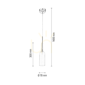 Bottle Pendant Light, Includes 1x LED 3000K 3W, Chrome Metal / Transparent PVC Cable / Yellow Glass Shade Ø8 cm small 2