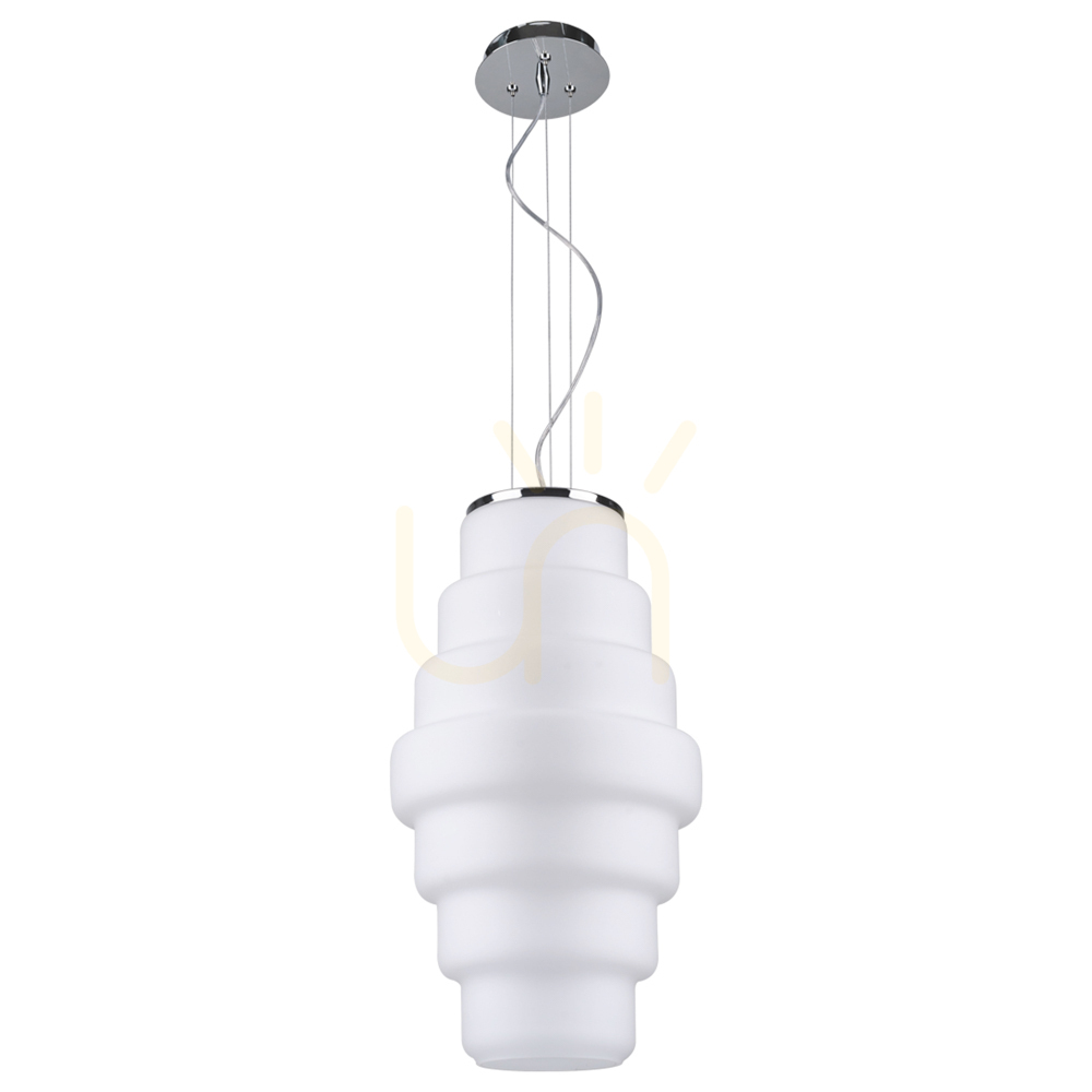 Britt Pendant Light, 1xE27, Max. 60W, Chrome Metal/White Glass Shade, Ø30 cm