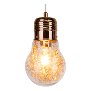 Bulb Pendant Light 3XE27 Max. 60W Copper Metal / Transparent PVC Cable / Transparent Glass Shade Ø20 cm small 2