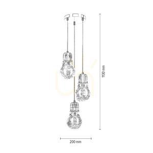 Bulb Pendant Light 3XE27 Max. 60W Copper Metal / Transparent PVC Cable / Transparent Glass Shade Ø20 cm small 4