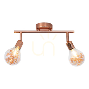 Ceiling Light, 2xG9 Bulbs, Max. 28W, Copper Metal/Transparent Glass Shade, 32.5 cm small 1