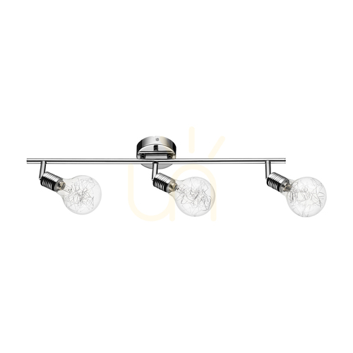 Check Ceiling Light, 3xG9 Bulbs, Max. 28W, Chrome Metal/Transparent Glass Shade, 58 cm