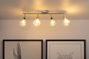 Ceiling Light, 4xG9 Bulbs, Max. 28W, Chrome Metal/Clear Glass Shade, 58 cm small 3