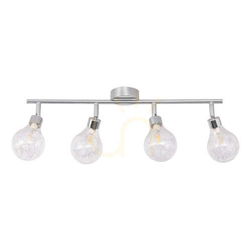 Check Ceiling Light, 4xG9 Bulbs, Max. 28W, Chrome Metal/Clear Glass Shade, 58 cm
