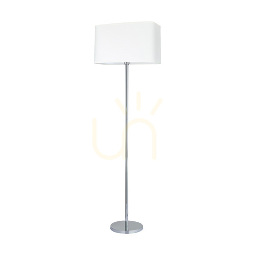 Check Cadre Floor Lamp, 1xE27, Max. 40W, Chrome Metal/Transparent PVC Cable/White Lampshade, 56 cm