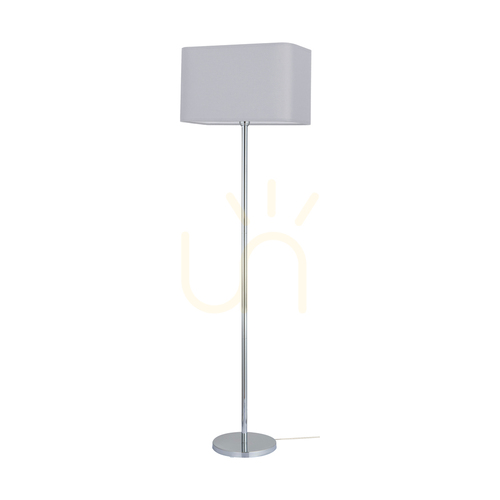 Check Cadre Floor Lamp, 1xE27, Max. 40W, Chrome Metal / Transparent PVC Cable / Gray Lampshade, 56 cm