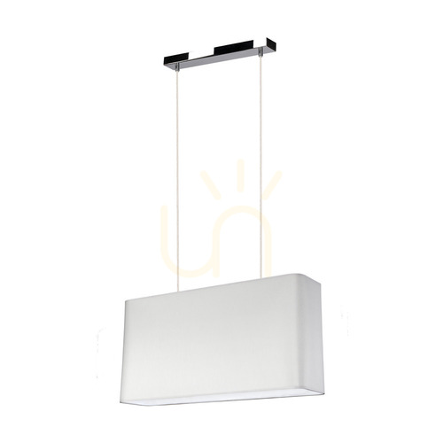 Check Cadre Pendant Light, 2xE27, Max. 40W, Chrome Metal / Transparent PVC Cable / Gray Lampshade, 56 cm