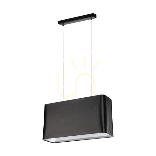 Check Cadre Pendant Light, 2xE27, Max. 40W, Black Metal/Transparent PVC Cable/Black Lampshade, 56 cm