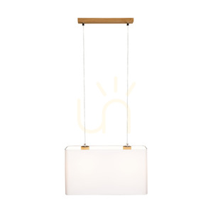 Cadre Pendant Light 2xE27 Max. 40W Oiled Oak/Transparent PVC Cable/White Lampshade 56 cm small 1
