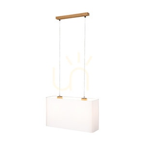 Cadre Pendant Light 2xE27 Max. 40W Oiled Oak/Transparent PVC Cable/White Lampshade 56 cm small 3