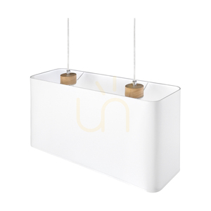 Cadre Pendant Light 2xE27 Max. 40W Oiled Oak/Transparent PVC Cable/White Lampshade 56 cm small 4