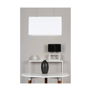 Cadre Pendant Light 2xE27 Max. 40W Oiled Oak/Transparent PVC Cable/White Lampshade 56 cm small 6