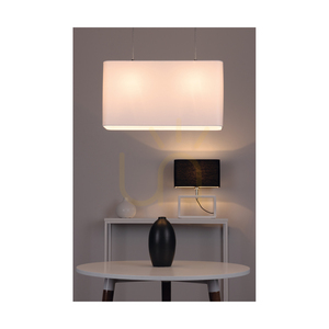 Cadre Pendant Light 2xE27 Max. 40W Oiled Oak/Transparent PVC Cable/White Lampshade 56 cm small 7