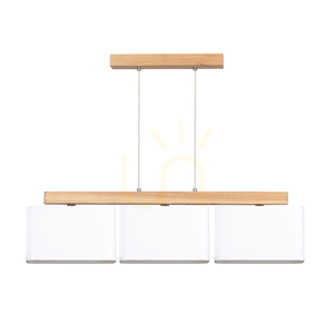Cadre Pendant Light, 3xE27, Max. 25W, Oiled Oak / Transparent PVC Cable / White Lampshade, 95 cm small 1