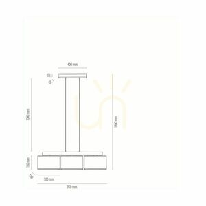 Cadre Pendant Light, 3xE27, Max. 25W, Oiled Oak / Transparent PVC Cable / White Lampshade, 95 cm small 2