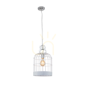Cage Pendant Light, 1xE27, Max. 60W, White Metal, Ø25 cm small 1