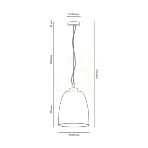 Campana Pendant Light, 1xE27, Max. 60W, Chrome Metal / Transparent PVC Cable / White Glass Shade, Ø30 cm small 2