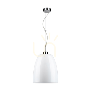 Campana Pendant Light, 1xE27, Max. 60W, Chrome Metal / Transparent PVC Cable / White Glass Shade, Ø30 cm small 0