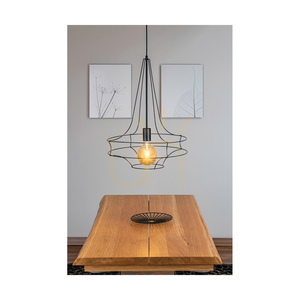Casa Rina Pendant Light, 1xE27, Max. 60W, Black Metal/Black PVC Cable, Ø48 cm small 2