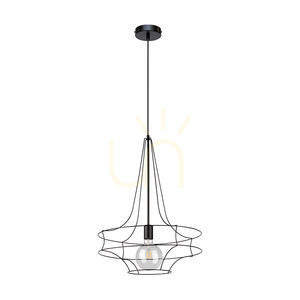 Casa Rina Pendant Light, 1xE27, Max. 60W, Black Metal/Black PVC Cable, Ø48 cm small 0