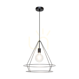 Casa Triango Pendant Light, 1xE27, Max. 60W, Black Metal/Black PVC Cable, Ø48 cm small 1