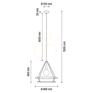 Casa Triango Pendant Light, 1xE27, Max. 60W, Black Metal/Black PVC Cable, Ø48 cm small 3