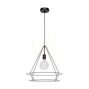 Casa Triango Pendant Light, 1xE27, Max. 60W, Black Metal/Black PVC Cable, Ø48 cm small 0