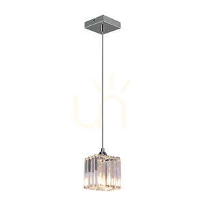 Casino Pendant Light, 1xE27, Max. 60W, Chrome Metal / Transparent PVC Cable / Transparent Crystal Shade, 13 cm small 1