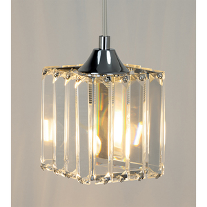 Casino Pendant Light, 1xE27, Max. 60W, Chrome Metal / Transparent PVC Cable / Transparent Crystal Shade, 13 cm small 4